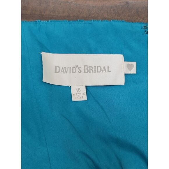 David's Bridal Malibu Blue Lace Halter Short Dress Wedding Guest Size 18 - Picture 5 of 9